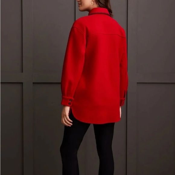 NWT Tribal Blanket Stitch Shacket Shirt Top Red Medium XL - Picture 2 of 10